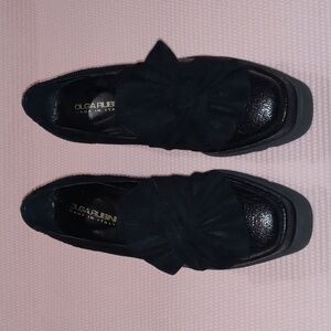 Olga Rubini Black Suede & Metallic Women's Loafers.